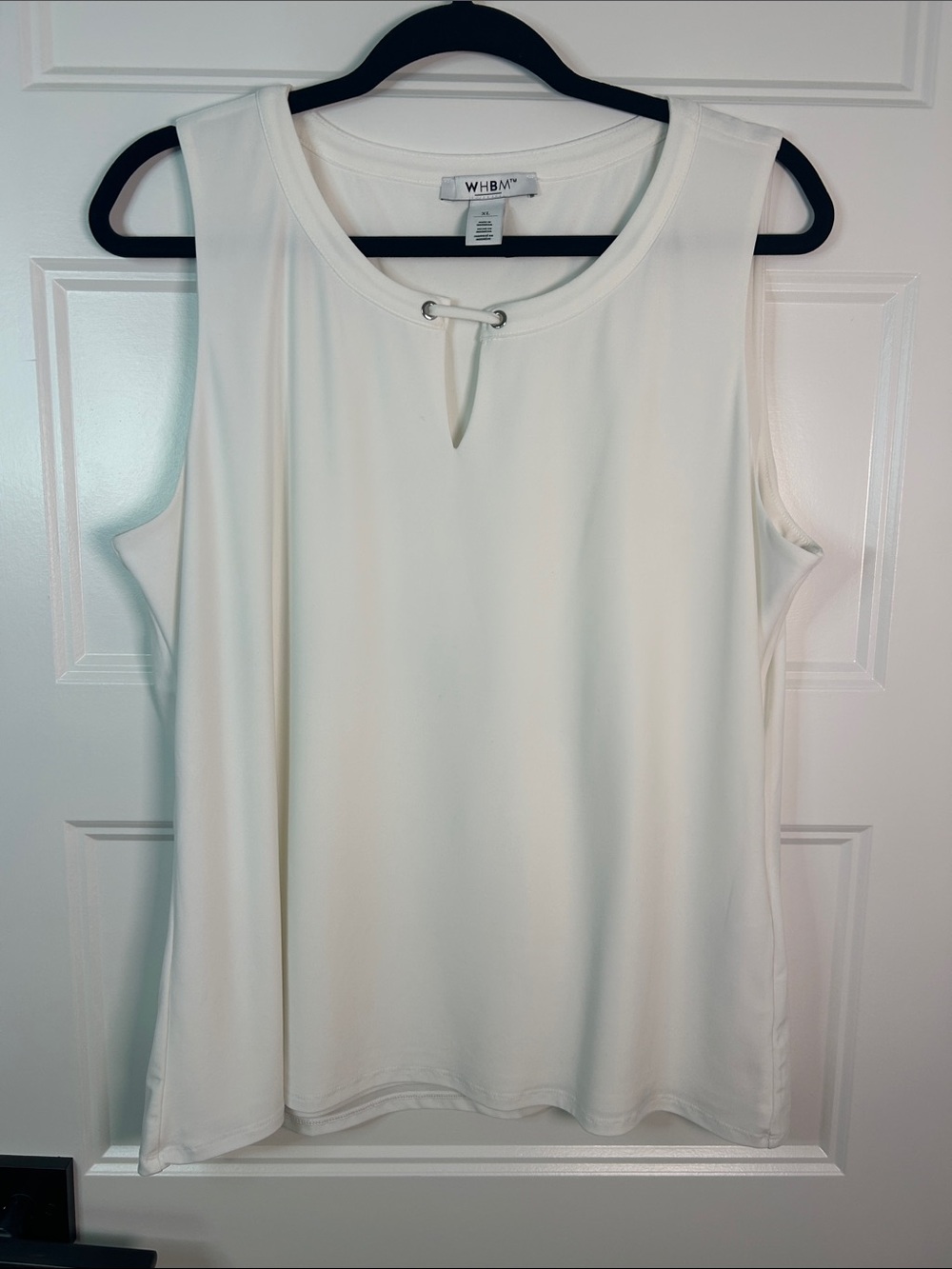 White House Black Market Cream Sleeveless Keyhole Grommet Tank